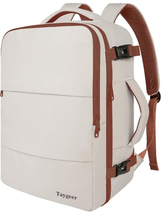 Women\'s Khakiwhite 15.6inch Laptop Mochila Flight Approved Daypack with Pocket main image 6